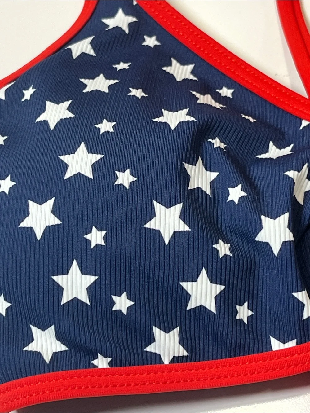 NWT Center Ring Bikini Top Red/White/Blue Sz L